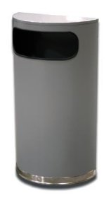 Half Round Trash Can 9 gallon Side Waste Entry silver metalic